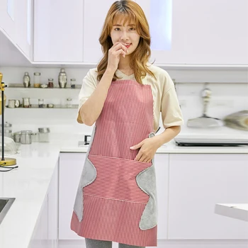 

New Fashion Waterproof Apron Kitchen Cooking Bib Chef Apron with Front Pocket Sleeveless Apron for Waiter Cafe Shop Hairdresser