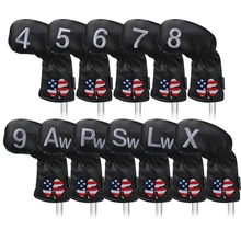 11 шт. железная головка клюшки для гольфа Чехлы для клюшек гольф клуб протектор головной убор кожаный длинный шеи США счастливый клевер узор