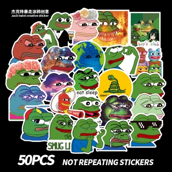 

50pcs/Lot Brand Green Sad Frog Stickers For Laptop Luggage Fridge Notebook Skateboard Funny Graffiti Stickers For Kid