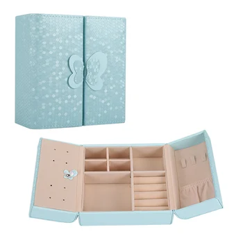 

Newly Butterfly Leather Jewelry Box Organizer Display Storage Mini Travel Case with Magnetic Closure New DOD886
