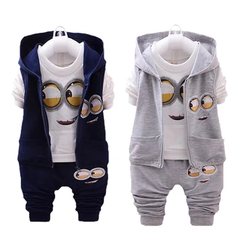 

Children's clothing boys and girls 3 pieces sportswear fashion style cotton T-shirt top + pants + Hooded jacket kids Leisure