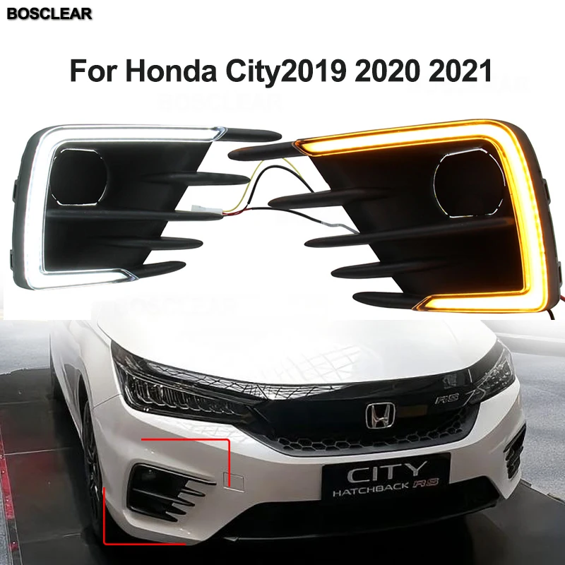 Автомобильные дневные ходовые огни 12 В лампа для Honda City 2019 2020 2021 вождения желтые