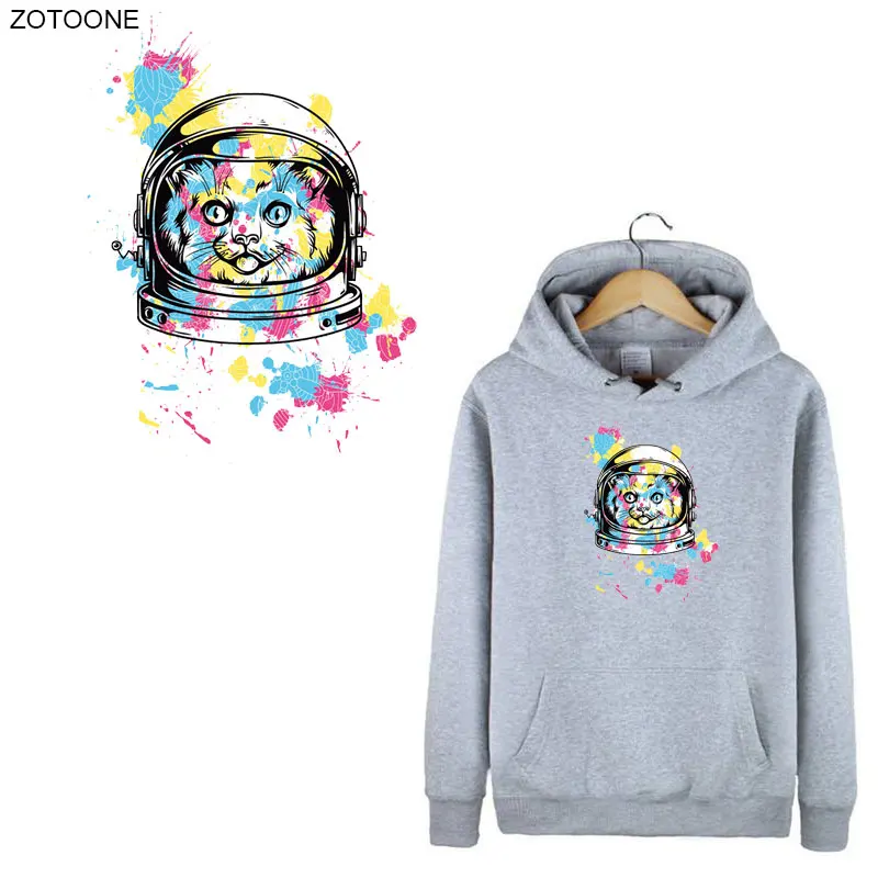 ZOTOONE термоклейкие нашивки с животными Космические Красочные кошками для одежды