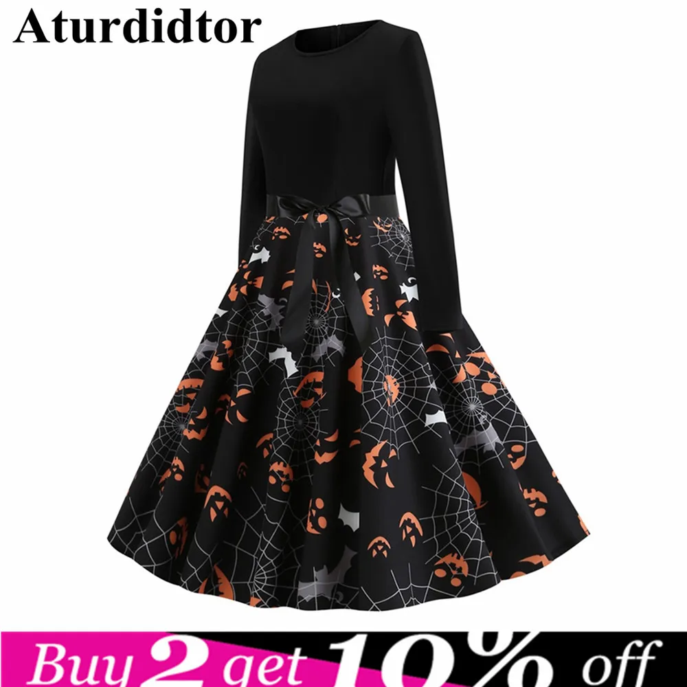 

Plus Size Printed Halloween Pin Up Dress