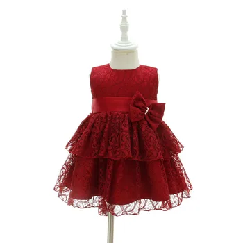 

BBWOWLIN Baby Girl Dresses 1 Year Girl Baby Birthday Dress Red White Cake Dress for 0-2T Kids 9004