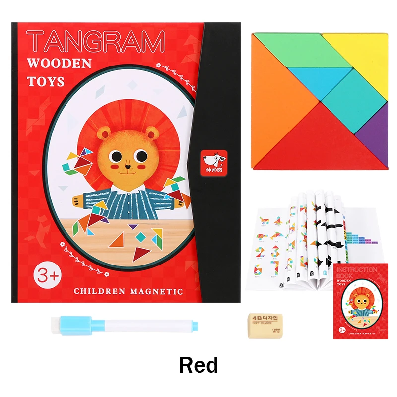 

Magnetic Book Puzzle Jigsaw Tangram Game Montessori Learning Educational Drawing Board Games Toy Gift for Children Brain Tease