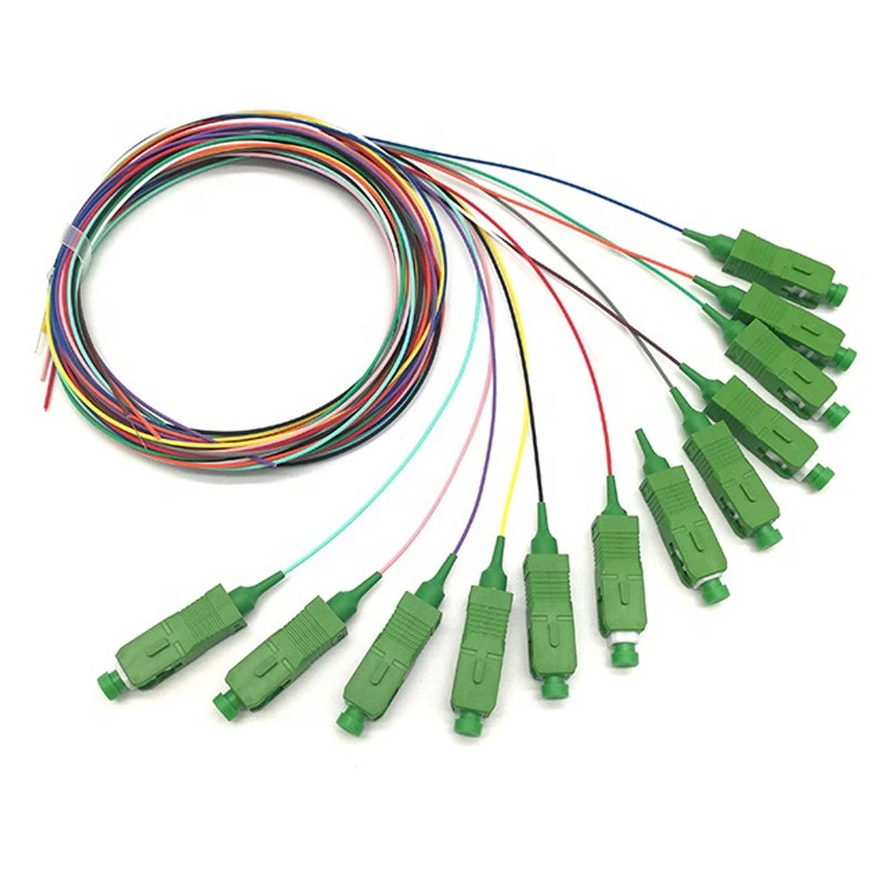 12 цветов SC/APC Одномодовый SM OS2 G652D, G657A1, G657A2 0,9 мм 1 м 1,5 м 2 м волоконно-оптический косичка LSZH желтый