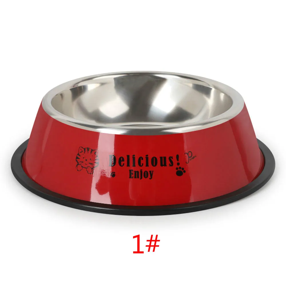 Прочная противоскользящая миска для собак из нержавеющей стали, миска для кошек, бутылка для воды для собак, кормушка для собак, контейнер для продуктов для кормления домашних животных - Цвет: 01 Random Color