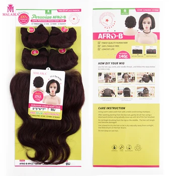 

MALAIKA Hair Peruvian kinky curly 13x4 Closure With Bundles NON Remy Human Hair Weaving 4 Bundles With Closure