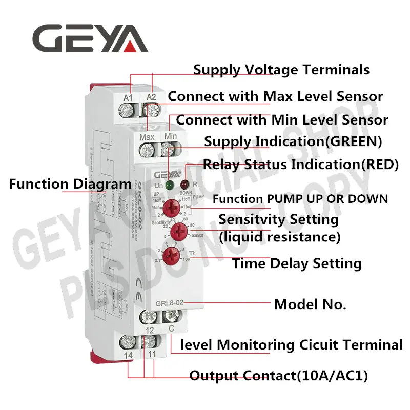 GEYA GRL8 реле контроля уровня воды с нержавеющим датчиком AC/DC24V-240V датчик контроля уровня