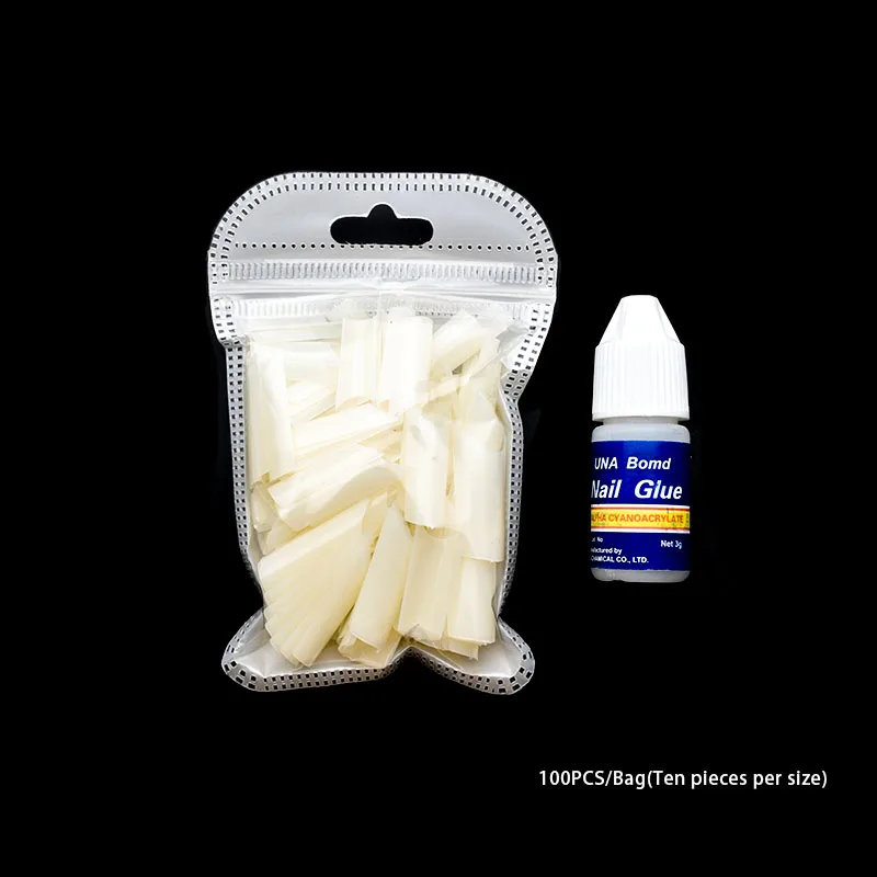 Natural Set Новые кончики для ногтей 100 шт C изогнутые накладные ногти прозрачный натуральный содержит клей Французский акриловый Набор накладных ногтей JZJ3025 - Цвет: Natural Set
