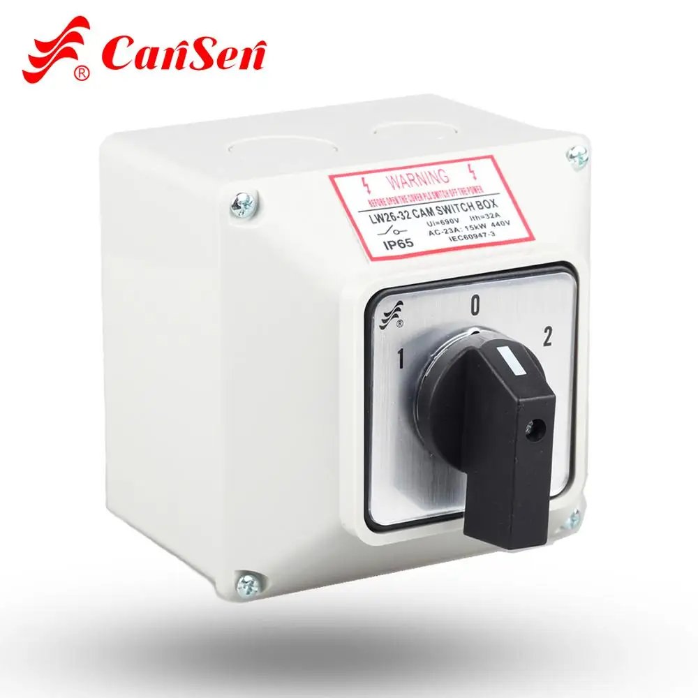 Переключатель переключения 1 0 2 3P AC 440V Ui 690V 32A 12 терминалов с защитной коробкой IP65