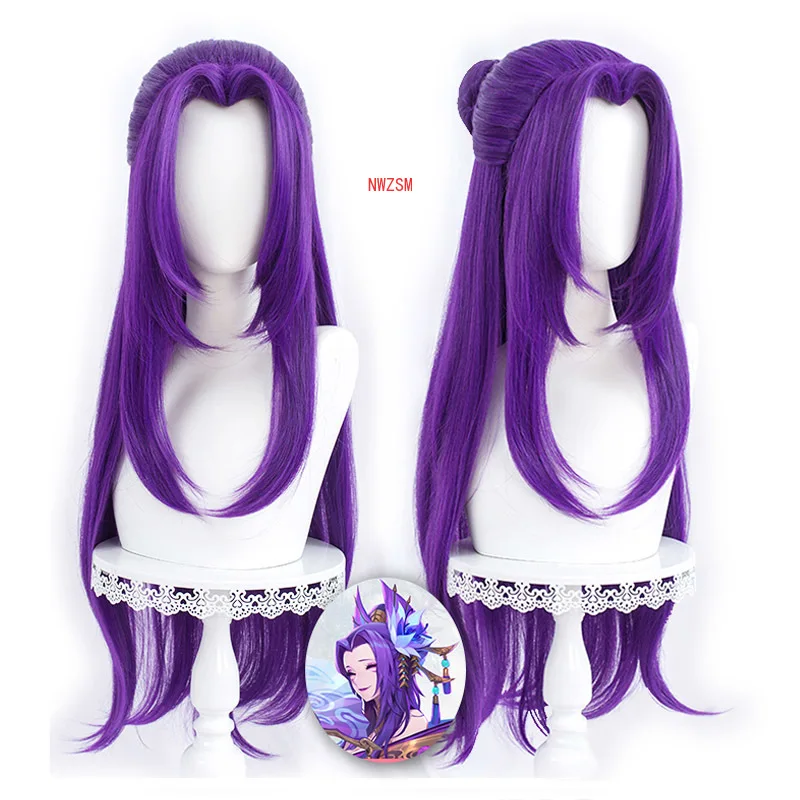 

2020 Game LOL Spirit Blossom Wig Costume Cassiopeia Du Couteau Cosplay Wigs The Serpent's Embrace Purple Long Hair