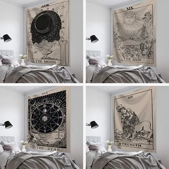 

1PCs Tarot Card Tapestry Wall Hanging Astrology Divination Bedspread Beach Mat Blanket Wall Art Home Decoration Tapestry 95*73cm