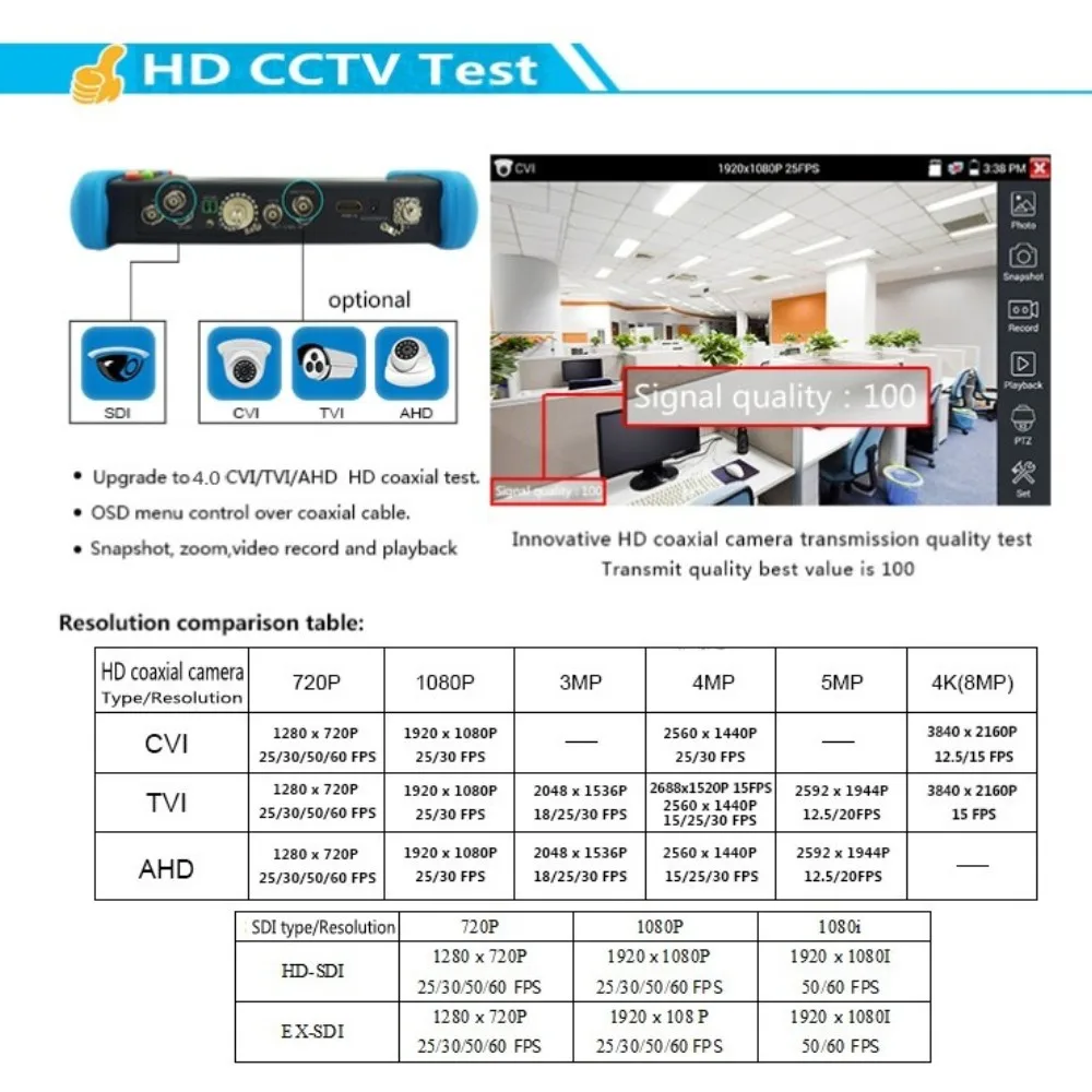 IPC9800MOVTADHS Plus updete 4K CCTV камеры тестер 8MP TVI CVI 8MP AHD CVBS IP камера тест er монитор Быстрый ONVIF CVBS тест петли