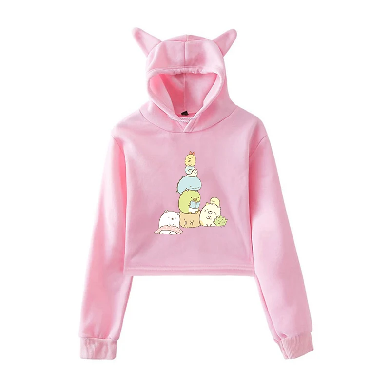 902-2 Harajuku/Женская толстовка; укороченный топ; толстовки; Kawaii Sumikko; розовые толстовки для девочек-подростков; Осенняя уличная одежда - Цвет: 902-2