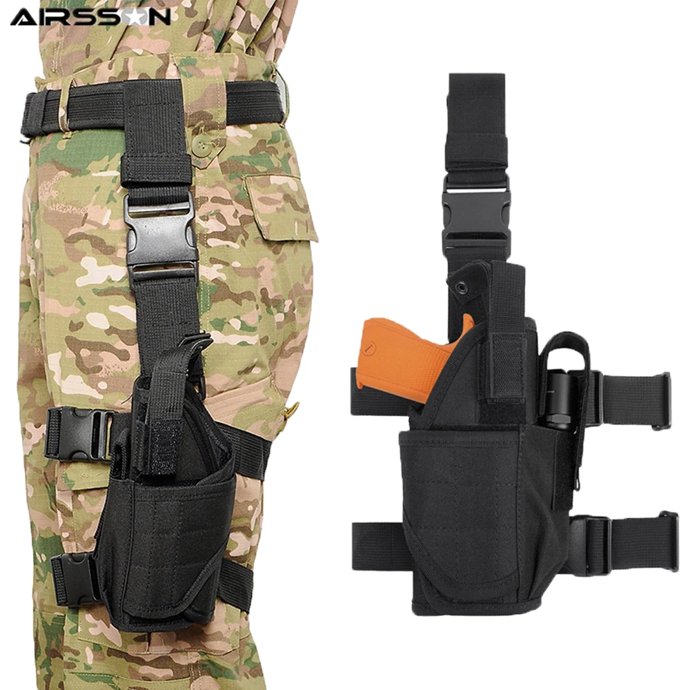 

Universal Tactical Drop Leg Pouch Military Gun Holster Adjustable Airsoft Pistol Drop Pouch Right Left Leg Bag Hunting Accessory