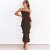 NEDEINS Summer Fashion Sling Long Dress Women 2022 Casual Party Dress Female Ruffles Vestidos Plus Size Natural Solid Dress ► Photo 3/6