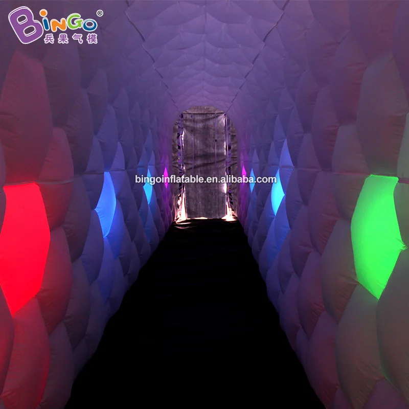Customized 12x2x3 Meters Inflatable Straight Channel / Silver Blow-up Tunnel With LED Lights - BG-T0076 3