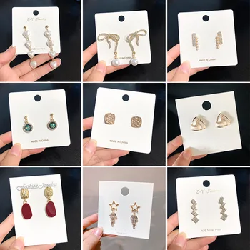 

30 Pairs/lot creative top quality women earrings jewelry fashion luxury zircon wedding earrings wholesale 201030-154