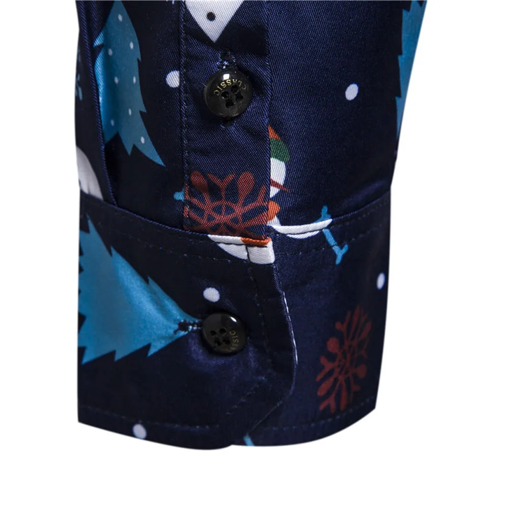 Camisas Masculina, Мужская модная рубашка с длинными рукавами и принтом, Повседневная рубашка, топ, блуза, Рождественская Повседневная S-2XL с принтом