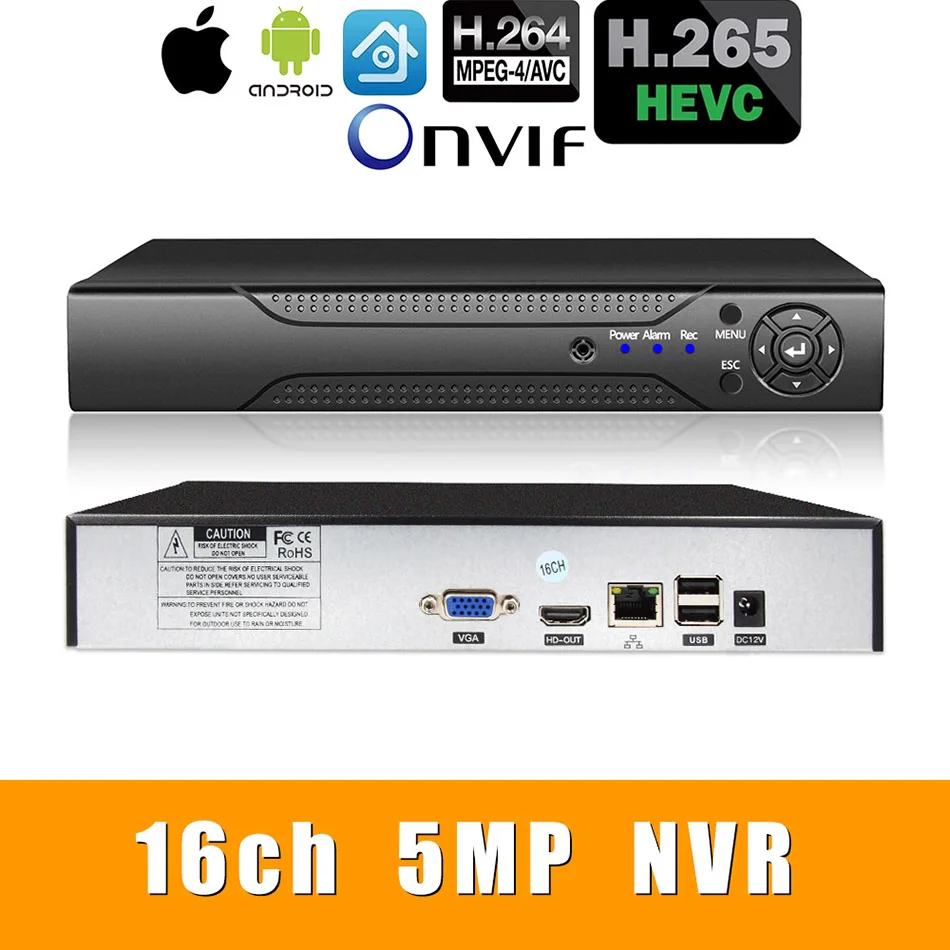 H.265 +/H.264 16ch * 5.0MP сеть NVR видео-рекордер Интеллектуальный анализ 1080 P/720 P ip-камера с