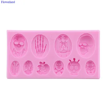 

Innovative Halloween Skull Skeleton Fondant Cake Silicone Mold Party Decoration DIY Chocolate Candy Mold Kitchen Bakeware