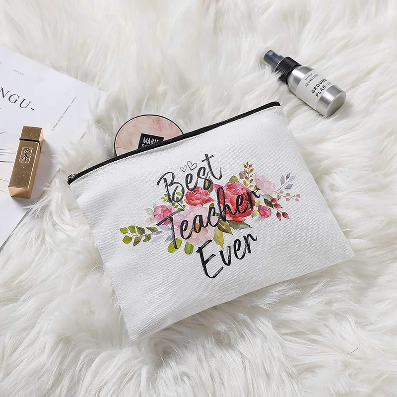Bolsa de maquillaje del mejor maestro para mujer, bolsa de lápices, graduación, vuelta a la escuela, Día de los profesores, regalo de Navidad de Año Nuevo
