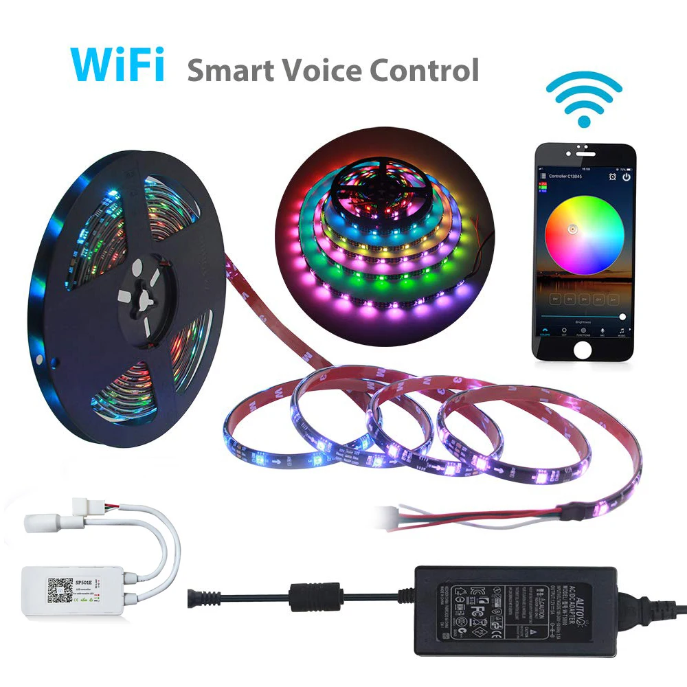WiFi Smart RGB 5050 LED Strip Lights Voice APP Control Alexa Google Android iOS 