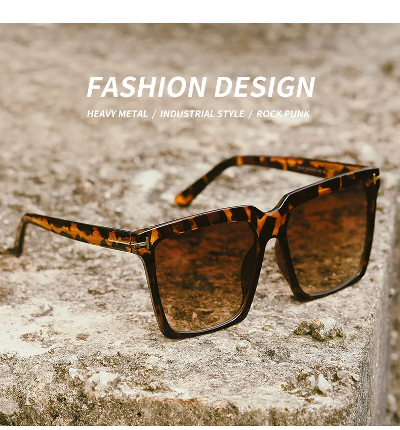 Fashion Oversized Square Sunglasses Women Men with Metal T shaped design UV400 big sunglasses