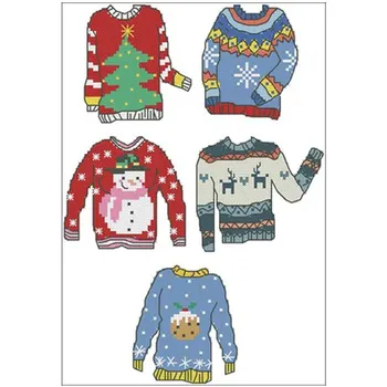 

Five little sweaters patterns Counted Cross Stitch 11CT 14CT DIY Chinese Cross Stitch Kits Embroidery Needlework Sets