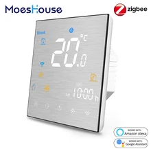 Tuya ZigBee Smart Thermostat for Water/Electric floor Heating Water/Gas Boiler Brushed Panel 2MQTT Alexa Google Smart Life