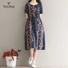 Плюс размер, летнее платье, женское пляжное платье, короткий рукав, хлопок, лен, платья, vestidos, винтажное, свободное, повседневное, женская одежда, ZY310