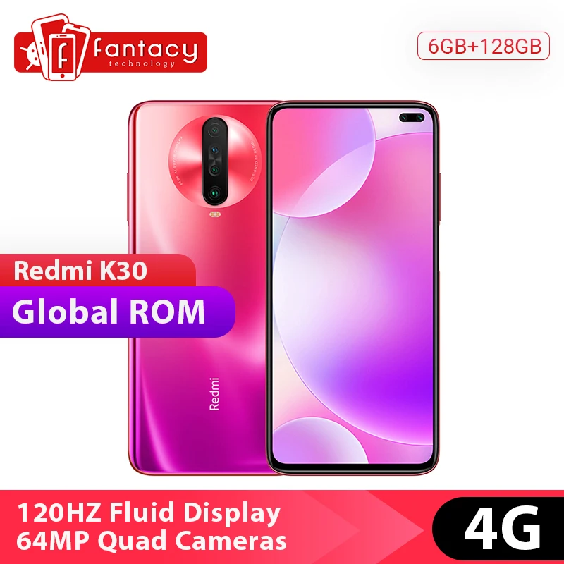 Xiaomi Redmi K30 смартфон с восьмиядерным процессором Snapdragon 730G ОЗУ 6 ГБ ПЗУ 128 120 Гц 67