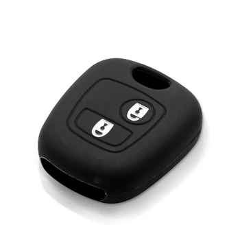 Cover chiave telecomando per Peugeot 206 307 207 408 per Citroen C2 C3 C4 antiurto - KEYYOU portachiavi custodia in Silicone protezione del corpo copertura della pelle 3 pulsanti per Peugeot