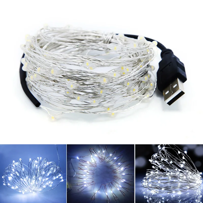 LED Strip String Lights Wire Holiday Light Christmas Wedding Decor 1m 2m 3meters,4m 5m 6m10m USB Fairy Lamp - Испускаемый цвет: White Light