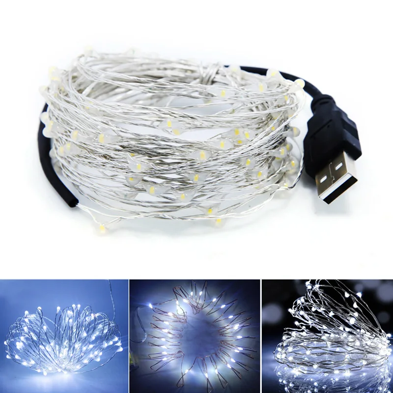 White Light LED Strip String Lights Wire Holiday Light Christmas Wedding Decor 1m 2m 3meters,4m 5m 6m10m USB Fairy Lamp - Испускаемый цвет: White Light