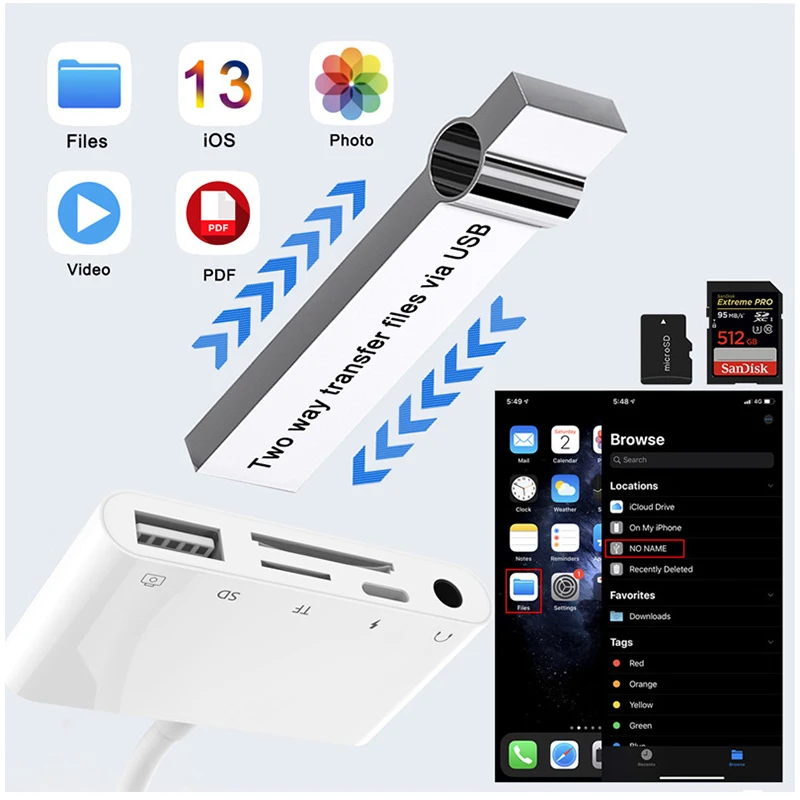 Утхай C67 для перехода от разъема Lightning к USB3.0 SD TF 3 5 мм аудио 5IN1 адаптер MicroUSB USB кард