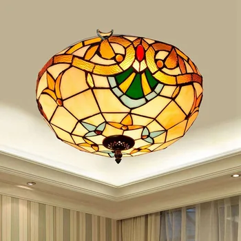 

Mediterranean retro Tiffany stained glass corridor balcony foyer bedroom ceiling light 40cm