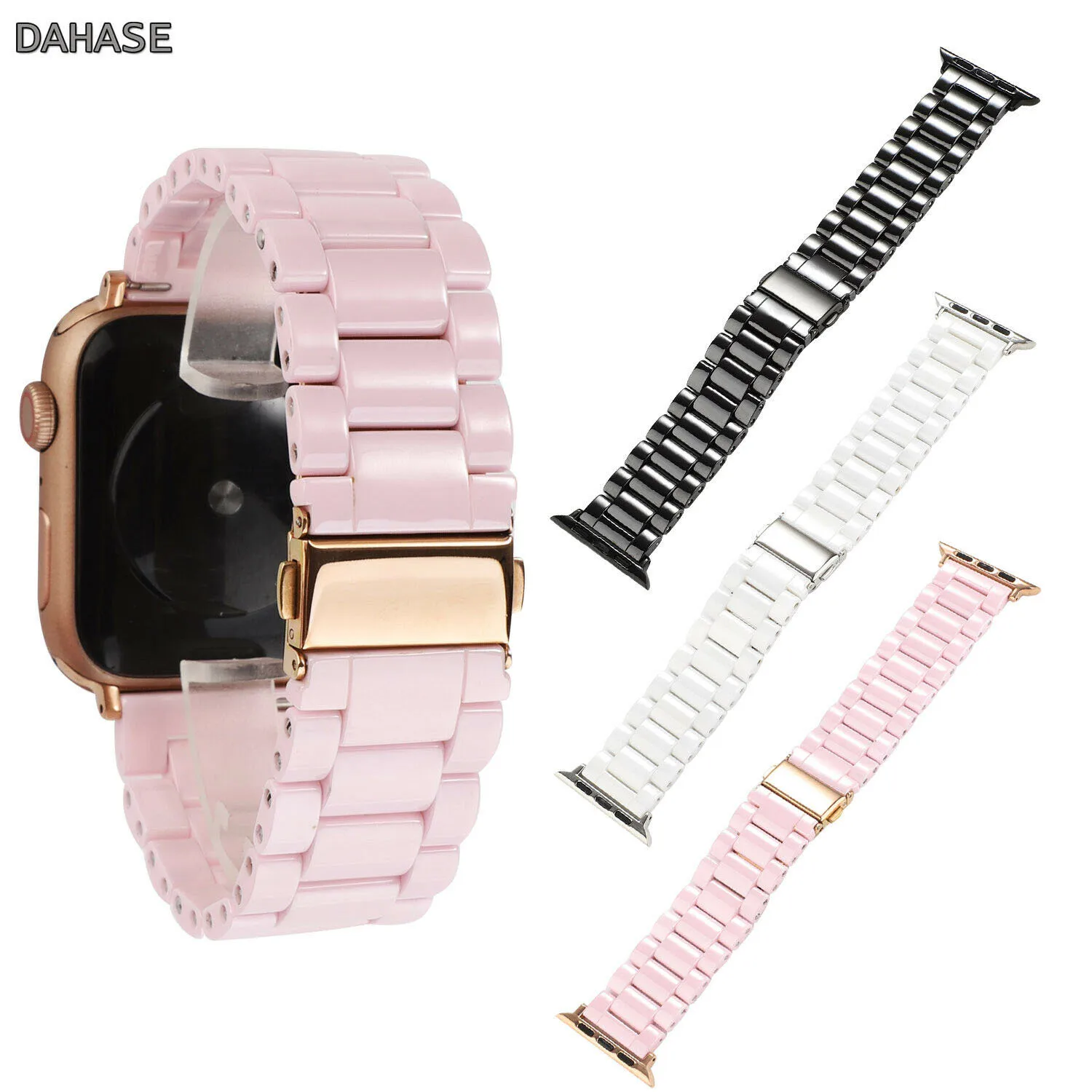 Ремешок керамический розовый для Apple Watch Band Series 6 5 4 3 2 1 сменный Браслет с