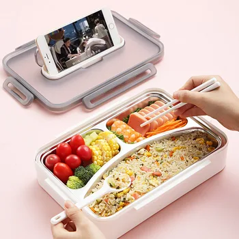 

304 Microwave Oven Heating Lunch Bento Box Plastic Fresh-keeping Box Japanese-style Student Lunch Box Insulation Fast Food Box