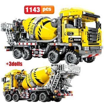 

703941 BLOCK City Engineering Bulldozer Crane Technic Car Truck Excavator Roller Building Blocks bricks Constructon Toys