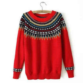 

New Pullover Women Autumn And Winter Style Prints Institute Loose Primer Shirt Round Neck Knit Sweater