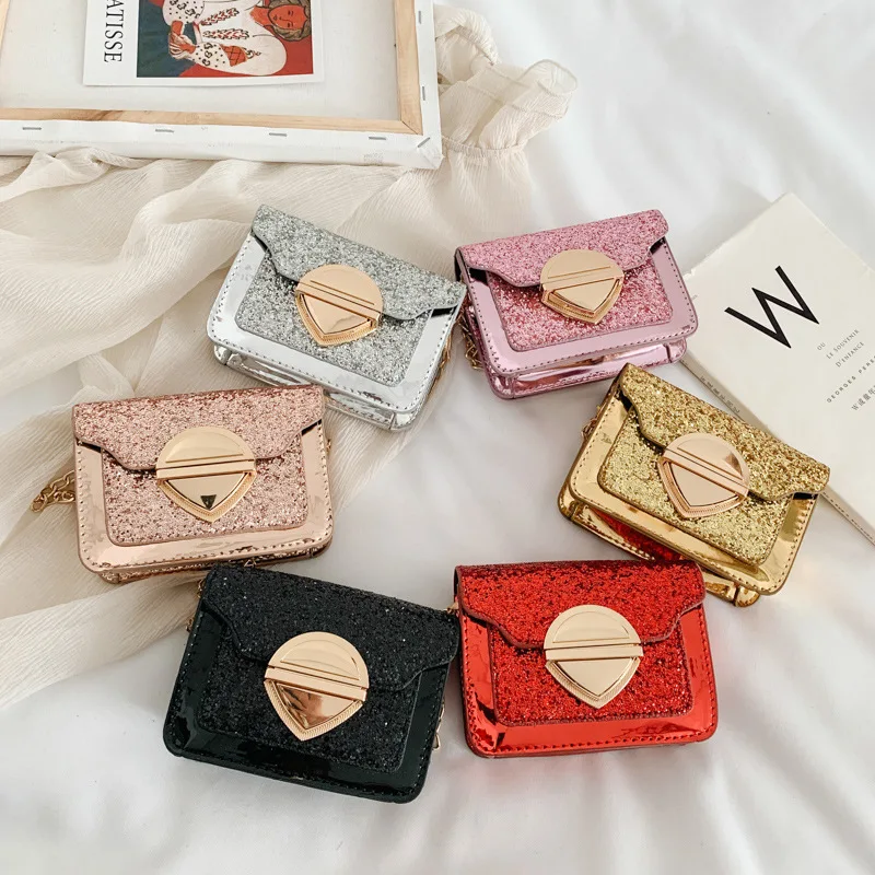 

Children's small bag 2020 new Hanshang sequined small square bag tide girls all-match diagonal coin purse