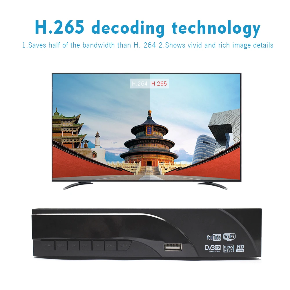 DVB T2 спутниковый цифровой ТВ приемник Поддержка H.265/HEVC TV SCART Youtube Европа Испания