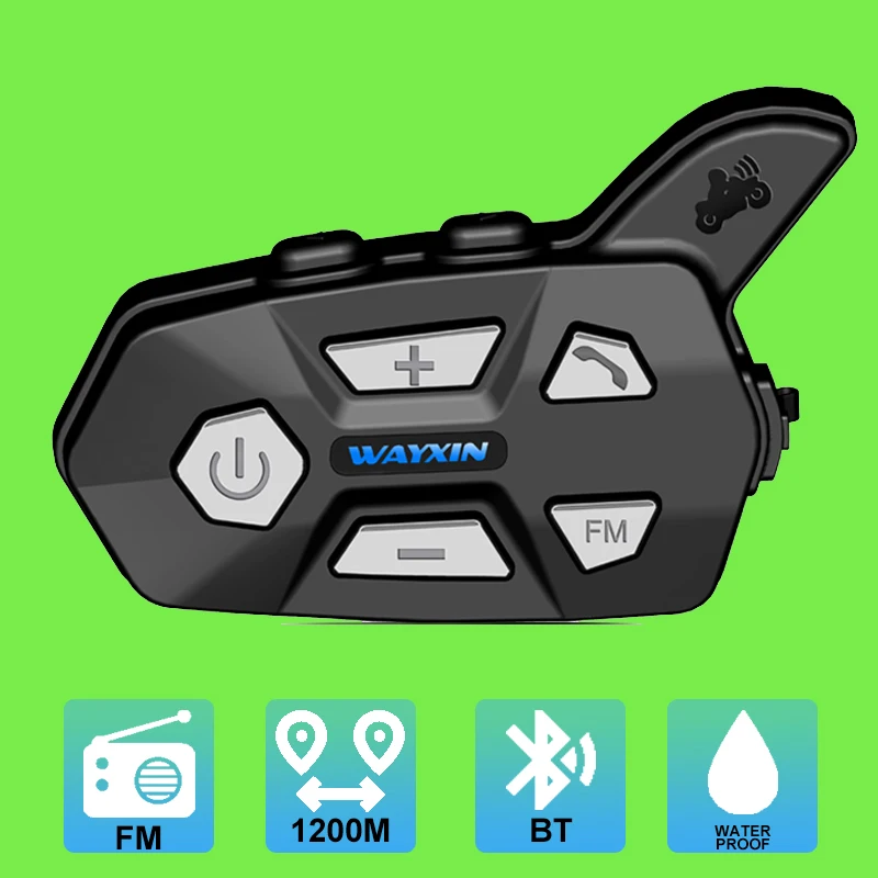 

Motorcycle Intercom 1200M Bluetooth Helmet Interphone Headset Waterproof Wireless Bluetooth Moto Headset Interphone FM