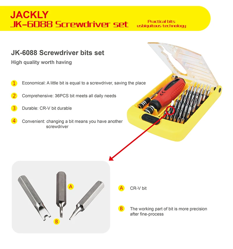 Многофункциональный JACKLY JK-6088 отвертка набор Профессиональные ручные инструменты набор для мобильного телефона компьютер электронная модель DIY ремонт