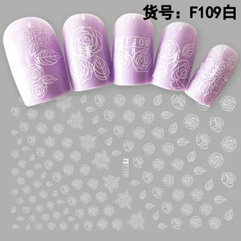 

Nail Sticker Decals 3D Nails Slider Art White Rose Leaves Design Decoration Manicure Adhesive Tips Foil Wraps Pegatinas Polish