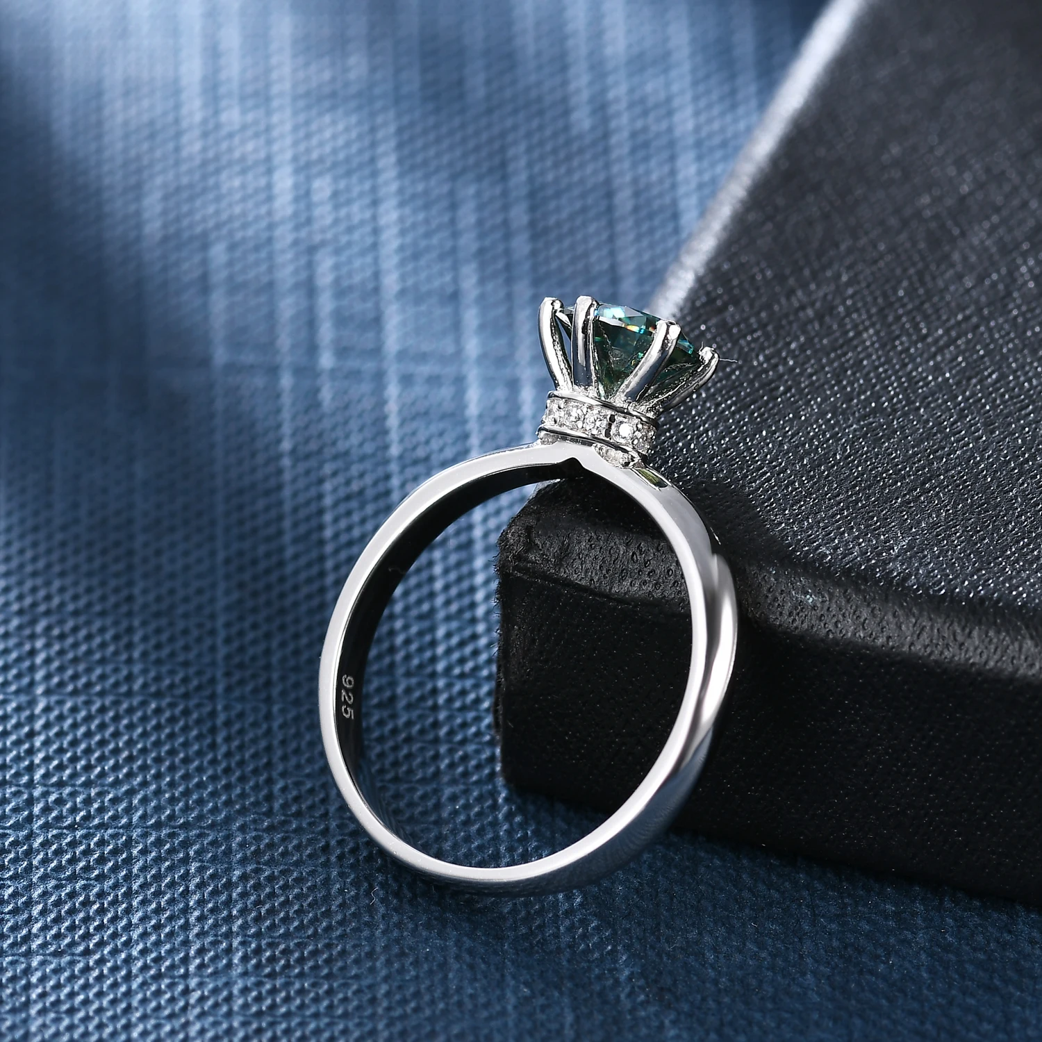 RICA FELIZ 1.0Ct 6.5mm Diamond Collar 6-Prong Round H&A Moissanite Engagement Ring 925 Sterling Silver Green Moissanite Ring RicaFeliz • 2022