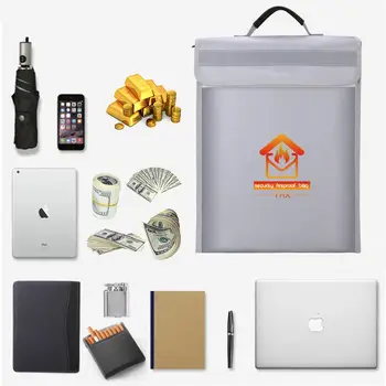 

Fireproof Money Document File Bag Pouch Cash Bank Cards Passport Valuables Organizer Holder Safe Storage For Home Office Paper 4